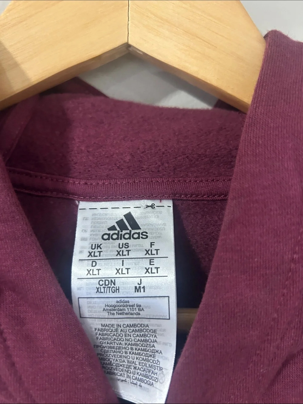 adidas Maroon and White Logo Allover Hoodie